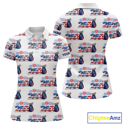 USA 250th Anniversary Womens Golf Polo Shirt Custom Golf Pattern Patriotic Independence Golf Tops NHN0234