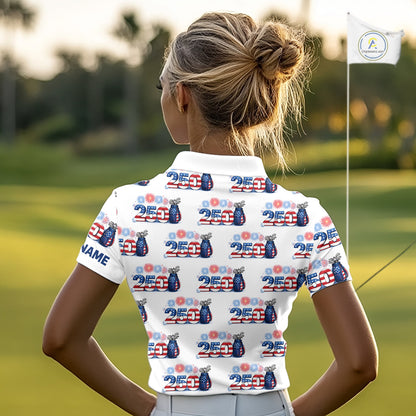 USA 250th Anniversary Womens Golf Polo Shirt Custom Golf Pattern Patriotic Independence Golf Tops NHN0234