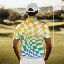Load image into Gallery viewer, Mens Golf Polo Shirt Custom Colorful Checkerboard Argyle Pattern Golf Shirts For Men NHN0127