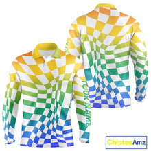 Load image into Gallery viewer, Long Sleeve Golf Polo Shirt Custom Colorful Checkerboard Argyle Pattern Golf Shirts For Men NHN0127