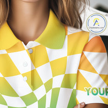 Load image into Gallery viewer, Womens Golf Polo Shirt Custom Colorful Checkerboard Argyle Pattern Golf Shirts For Ladies NHN0127