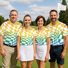 Load image into Gallery viewer, Mens Golf Polo Shirt Custom Colorful Checkerboard Argyle Pattern Golf Shirts For Men NHN0127