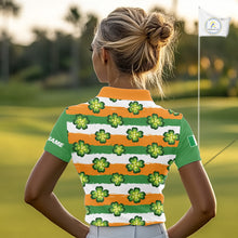 Load image into Gallery viewer, Womens Golf Polo Shirts Custom Ireland Flag St Patricks Day Green Clovers Golf Tops For Ladies NHN0140