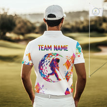 Load image into Gallery viewer, Mens Golf Polo Shirt Argyle Pattern Golf Shirts For Mens Funny Astronaut Watercolor Golf Gifts NHN0006
