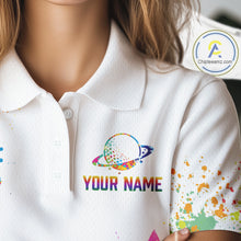 Load image into Gallery viewer, Womens Golf Polo Shirt Argyle Pattern Golf Shirts For Women Funny Astronaut Watercolor Golf Gifts NHN0006
