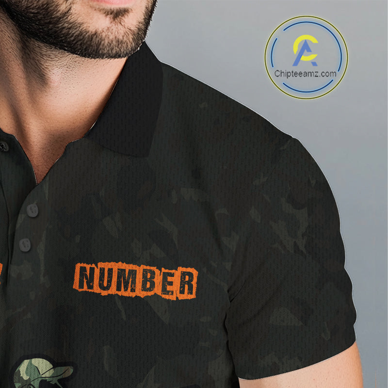 Mens Disc Golf Polo Shirt Custom Name Number Green Camo Disc Golf Basket Personalized Team Disc Golf Shirts NHN0029