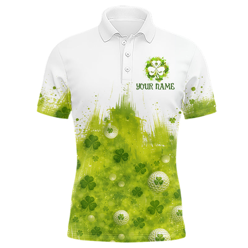 Mens Golf Polo Shirt Custom Gofl Ball Green Clover St Patricks Day Plaid Pattern Golf Tops NHN0161