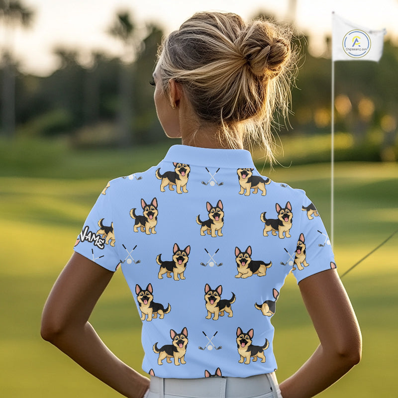 Womens Golf Polo Shirt Custom Funny German Shepherd Team Ladies Golf Tops, Dog Lover Gift NHN0213