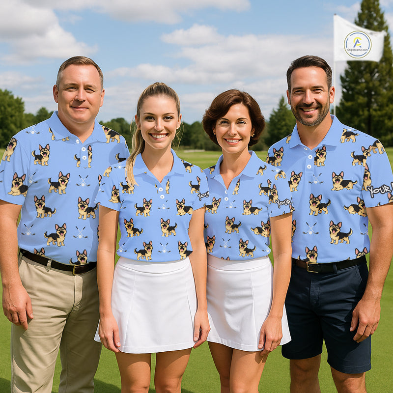 Mens Golf Polo Shirt Custom Funny German Shepherd Team Mens Golf Tops, Dog Lover Gift NHN0213