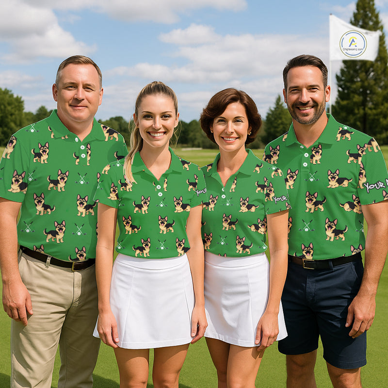 Funny German Shepherd Womens Golf Polo Shirt Custom Green Team Ladies Golf Tops, Dog Lover Gift NHN0213