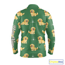 Load image into Gallery viewer, Golden Retriever Long Sleeve Golf Polo Shirt Custom Funny Green Team Mens Golf Tops, Dog Lover Gift NHN0214