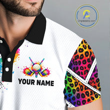 Load image into Gallery viewer, Rainbow Mens Golf Polo Shirt Leopard Print Pattern Custom Team Golf Tops For Men, Golf Gifts NHN0228
