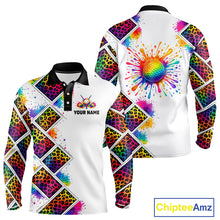 Load image into Gallery viewer, Rainbow Long Sleeve Golf Polo Shirt Leopard Print Pattern Custom Team Golf Tops For Men, Golf Gifts NHN0228