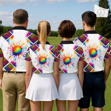 Load image into Gallery viewer, Rainbow Mens Golf Polo Shirt Leopard Print Pattern Custom Team Golf Tops For Men, Golf Gifts NHN0228