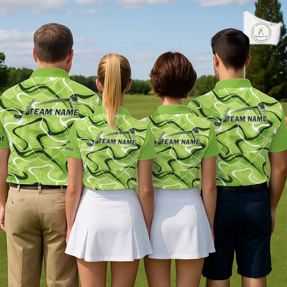 Green And White Mens Golf Polo Shirts Custom Green Camo Golf Tops For Men, Personalized Golf Gifts NHN0111