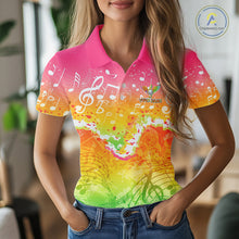 Load image into Gallery viewer, Womens Golf Polo Shirt Colorful Music Angel Wing Golf Ball Custom Golf Top For Team, Golfer Gift NHN0130