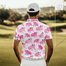 Load image into Gallery viewer, Funny Pink Frog Pattern Mens Golf Polo Shirts Custom Golf Attire For Men Personalized Golfer Gifts NHN0134