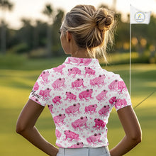 Load image into Gallery viewer, Funny Womens Sleeveless Golf Polo Shirt Custom Pink Frog Pattern Golf Attire For Ladies Golfer NHN0134