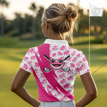 Load image into Gallery viewer, Funny Womens Golf Polo Shirts Custom Pink Frog Pattern Golf Attire For Men Personalized Golfer Gifts NHN0136
