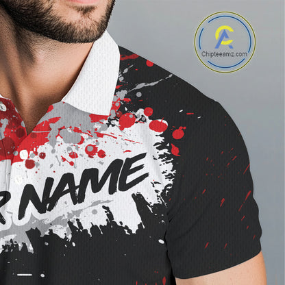 Black And Red Mens Golf Polo Shirt Custom Team Number Vintage Disc Golf Basket Mens Golf Wears NHN0028