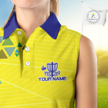 Load image into Gallery viewer, Blue And Yellow Hexagon Pattern Womens Disc Golf Polo Shirts Custom Team Disc Golf Jerseys NHN0031
