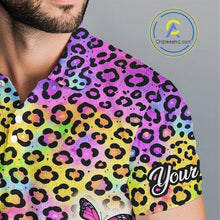 Load image into Gallery viewer, Mens Golf Polo Shirt Colorful Rainbow Leopard Print Pattern Custom Butterfly Team Golf Tops For Men NHN0180