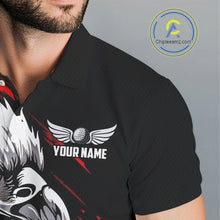 Load image into Gallery viewer, Mens Golf Polo Shirts Custom Red And Black Grunge Pattern Eagle Golf Shirts For Men, Golf Apparel NHN0062
