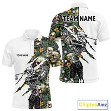 Load image into Gallery viewer, Funny Mens Golf Polo Shirt Custom Tropical Golf Ball Pattern Personalized Skull Golf Shirts For Men NHN0047