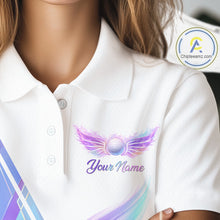 Load image into Gallery viewer, Womens Golf Polo Shirt Violet Square Plaid Pattern Custom Flame Golf Ball Golf Tops For Ladies NHN0204