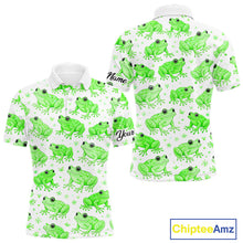 Load image into Gallery viewer, Funny Green Frog Pattern Mens Golf Polo Shirts Custom Golf Attire For Men, Golfer Gift NHN0134