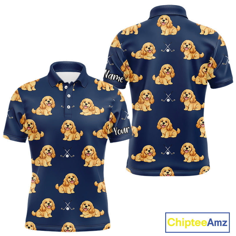 Mens Golf Polo Shirt Custom Funny Cocker Spaniel Team Mens Golf Tops, Dog Lover Gift NHN0210