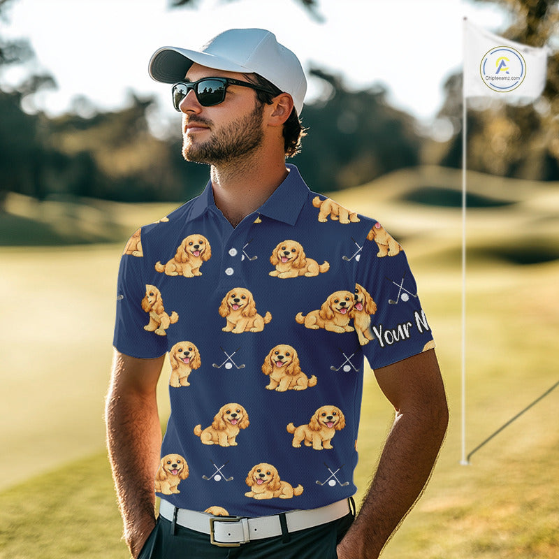 Mens Golf Polo Shirt Custom Funny Cocker Spaniel Team Mens Golf Tops, Dog Lover Gift NHN0210