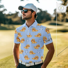 Load image into Gallery viewer, Funny Cocker Spaniel Mens Golf Polo Shirt Custom Blue Pattern Team Mens Golf Tops, Dog Lover Gift Nhn0210