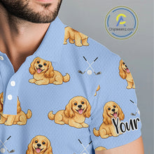 Load image into Gallery viewer, Funny Cocker Spaniel Mens Golf Polo Shirt Custom Blue Pattern Team Mens Golf Tops, Dog Lover Gift Nhn0210