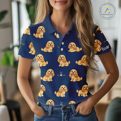 Womens Golf Polo Shirt Custom Funny Cocker Spaniel Team Ladies Golf Tops, Dog Lover Gift NHN0210