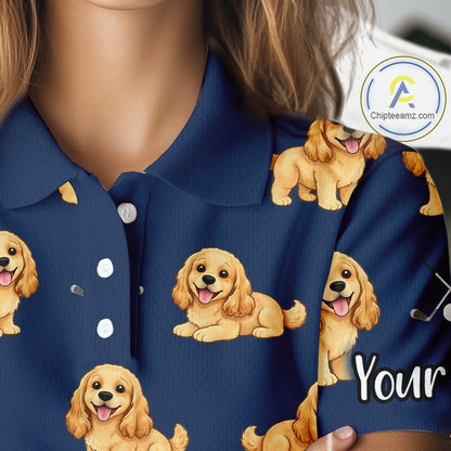 Womens Golf Polo Shirt Custom Funny Cocker Spaniel Team Ladies Golf Tops, Dog Lover Gift NHN0210