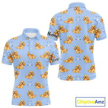 Load image into Gallery viewer, Funny Cocker Spaniel Mens Golf Polo Shirt Custom Blue Pattern Team Mens Golf Tops, Dog Lover Gift Nhn0210