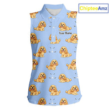 Load image into Gallery viewer, Funny Cocker Spaniel Womens Sleeveless Golf Polo Shirt Custom Team Ladies Golf Tops, Dog Lover Gift Nhn0210