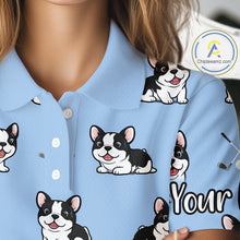Load image into Gallery viewer, Womens Golf Polo Shirt Custom Funny French Bulldog Team Ladies Golf Tops, Dog Lover Gift NHN0212