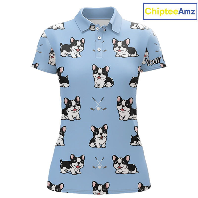 Womens Golf Polo Shirt Custom Funny French Bulldog Team Ladies Golf Tops, Dog Lover Gift NHN0212