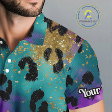 Load image into Gallery viewer, Leopard Mens Golf Polo Shirt Custom Colorful Neon Rainbow Leopard Pattern Team Golf Tops, Golf Gifts NHN0217