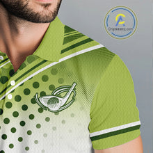 Load image into Gallery viewer, Mens Golf Polo Shirt Custom Name Green And White Golf Shirts For Team Personalized Golf Gifts NHN0096