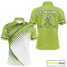 Load image into Gallery viewer, Mens Golf Polo Shirt Custom Name Green And White Golf Shirts For Team Personalized Golf Gifts NHN0096