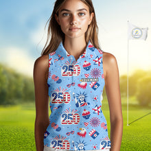 Load image into Gallery viewer, America 250th Anniversary Womens Sleeveless Golf Polo Shirt, Patriotic USA Golf Shirts, Golf Gift NHN0232