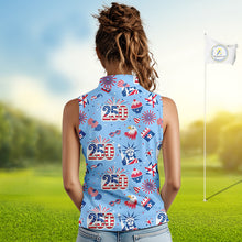 Load image into Gallery viewer, America 250th Anniversary Womens Sleeveless Golf Polo Shirt, Patriotic USA Golf Shirts, Golf Gift NHN0232
