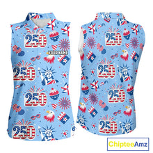 Load image into Gallery viewer, America 250th Anniversary Womens Sleeveless Golf Polo Shirt, Patriotic USA Golf Shirts, Golf Gift NHN0232