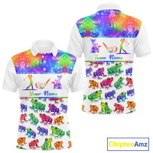 Load image into Gallery viewer, Funny Tie Dye Frog Pattern Mens Golf Polo Shirts Custom Watercolor Golf Attire For Men, Golf Gifts NHN0135
