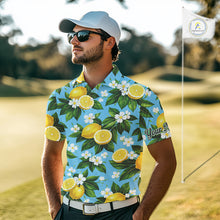 Load image into Gallery viewer, Funny Mens Golf Polo Shirts Custom Blue Lemon Tree Pattern Golf Top For Men, Golf Gifts NHN0142