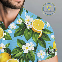 Load image into Gallery viewer, Funny Mens Golf Polo Shirts Custom Blue Lemon Tree Pattern Golf Top For Men, Golf Gifts NHN0142