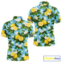 Load image into Gallery viewer, Funny Mens Golf Polo Shirts Custom Blue Lemon Tree Pattern Golf Top For Men, Golf Gifts NHN0142